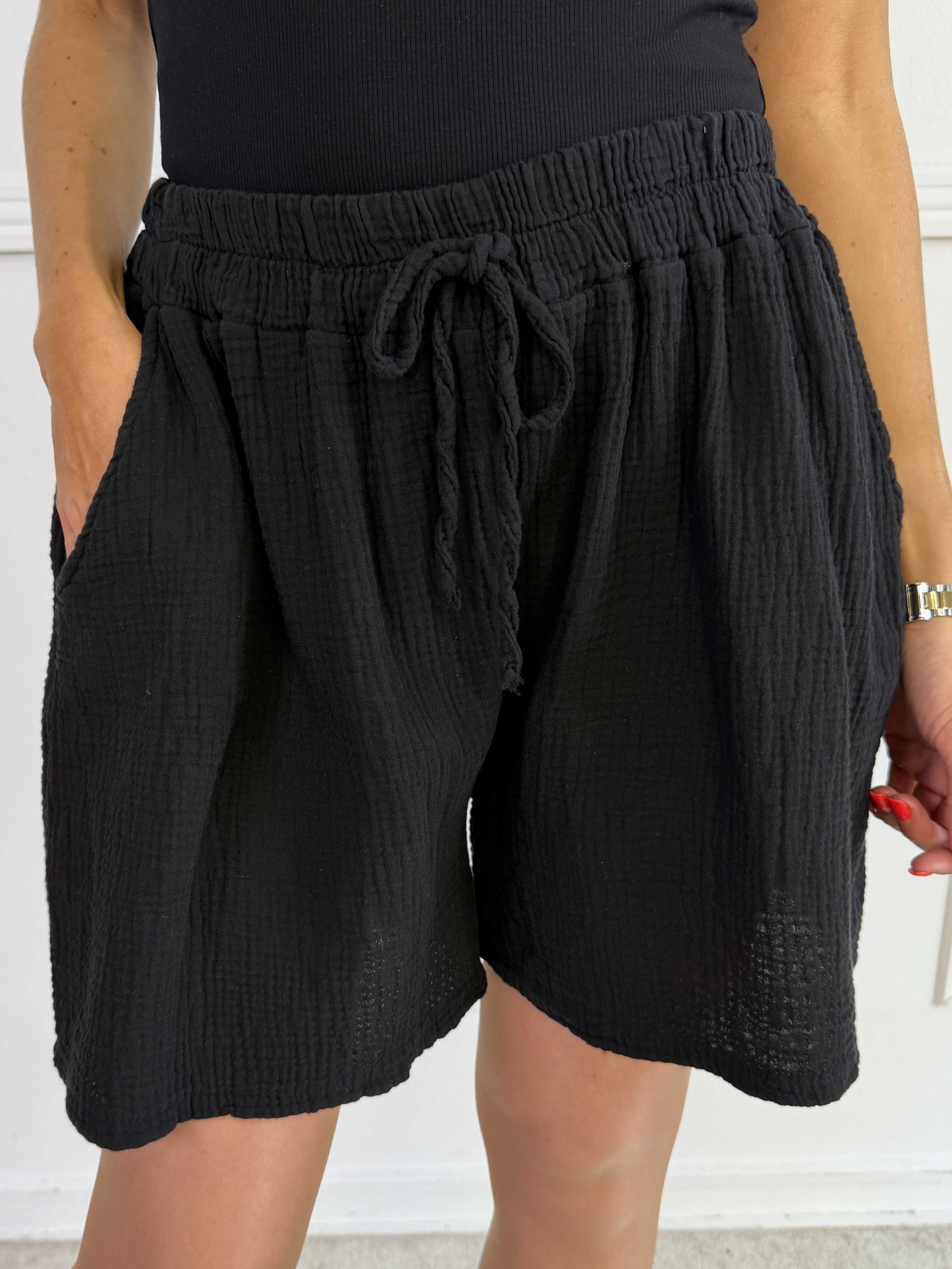 Stevie - Bløde shorts i bomuldsbæk og bølge stof